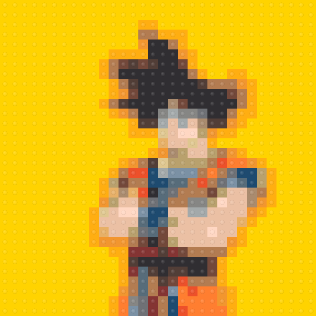 Goku - Dragon Ball Inspired Brick Mosaic Art — Anime & Cartoon brick art kit